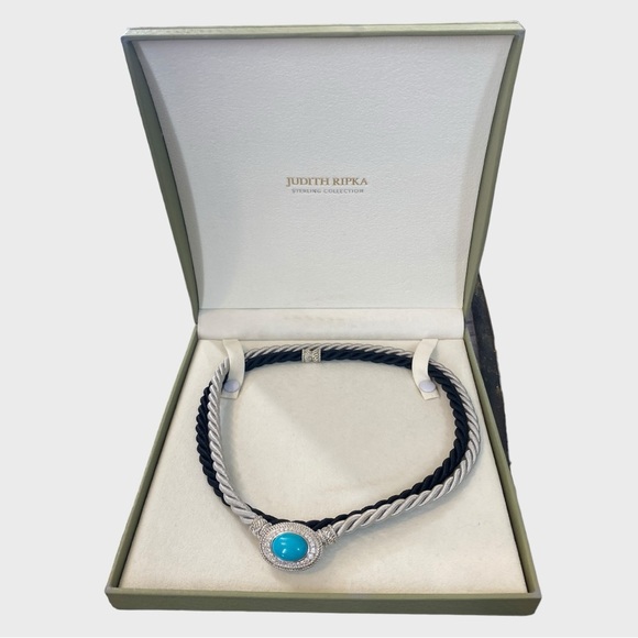 Judith Ripka Sterling Silver Turquoise Pendant with Interchangable Necklaces